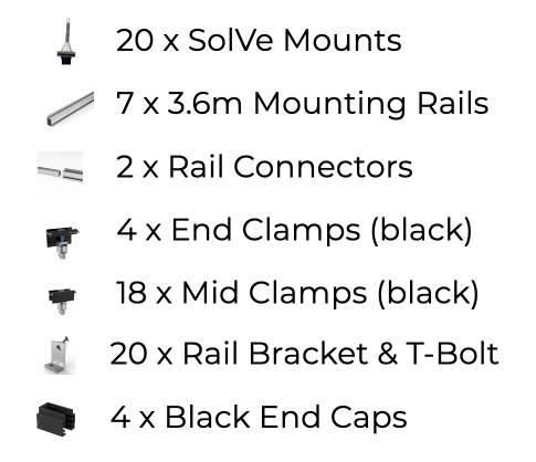 10 x DIY solar panel mounting kit (single row)