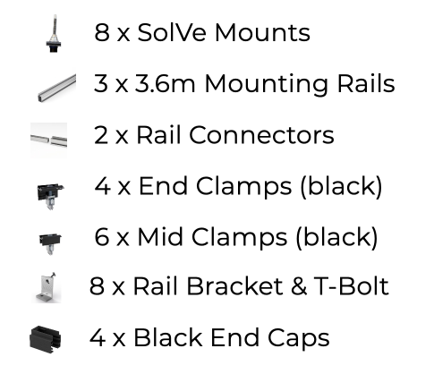 4 x Solar panel mounting kit (single row)
