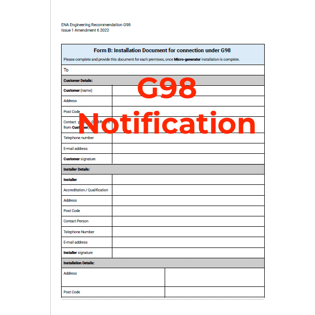 DNO G98 notification