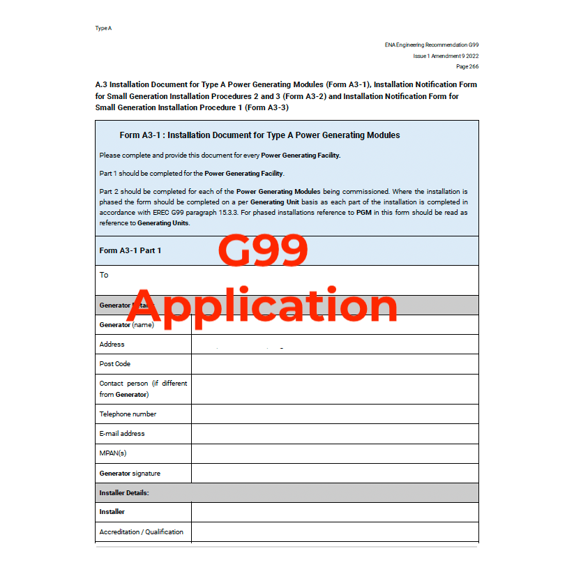 DNO G99 application